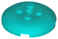 Dish 4 x 4 with 4 Studs in Dark Turquoise