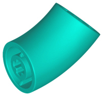 Brick Round 2 x 2 D. Tube with 45° Elbow and Axle Holes (Crossholes) at Each End [SHORT] in Dark Turquoise