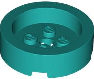 Brick Round 4 x 4 with Recessed Center in Dark Turquoise