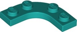 Plate Round Corner 3 x 3 with 2 x 2 Round Cutout in Dark Turquoise