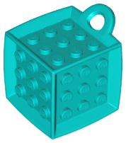 Die - 6 Sided with 3 x 3 Centre Studs, and Ring (DOTS) in Dark Turquoise