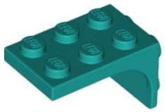 Bracket 2 x 3 - 2 x 2, Curved Sides in Dark Turquoise