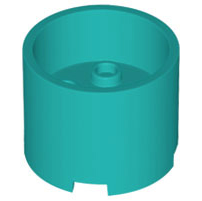 Brick Round 3 x 3 x 2 Recessed Center with 2 x 2 Studs and Axle Hole in Dark Turquoise