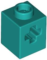 Technic Brick 1 x 1 with Axle Hole in Dark Turquoise