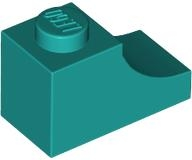 Brick Curved 2 x 1 with Inverted Cutout in Dark Turquoise