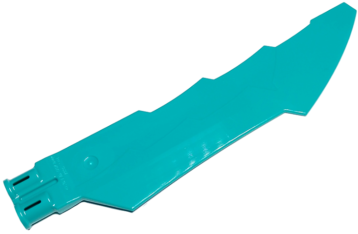 Weapon Sword with Jagged Edges, Double Axle Hole in Dark Turquoise