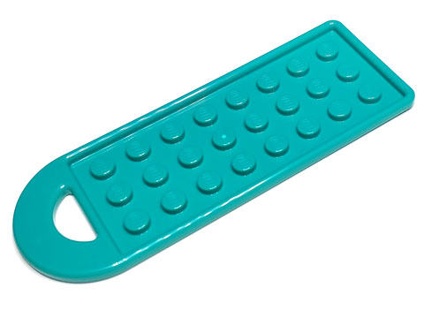 Bag Tag with 3 x 8 Studs in Dark Turquoise