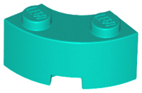 Brick Round Corner 2 x 2 Macaroni with Stud Notch and Reinforced Underside [New Style] in Dark Turquoise