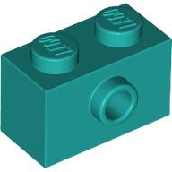 Brick Special 1 x 2 with 1 Center Stud on 1 Side, Bottom Stud Holder in Dark Turquoise