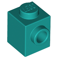 Brick Special 1 x 1 with Stud on 1 Side in Dark Turquoise