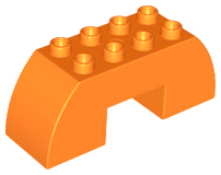 Duplo Brick 2 x 6 x 2 Curved with 2 x 2 Cutout on Bottom in Orange