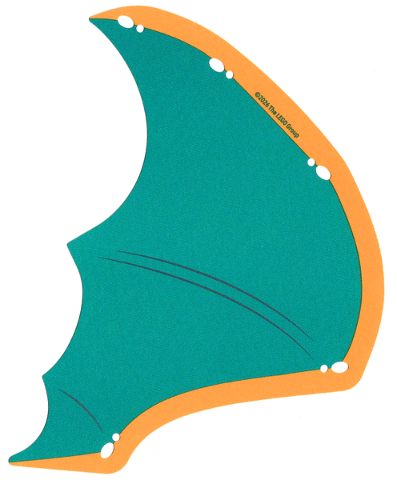 Wing, Right, with Dark Turquoise Inside in Orange