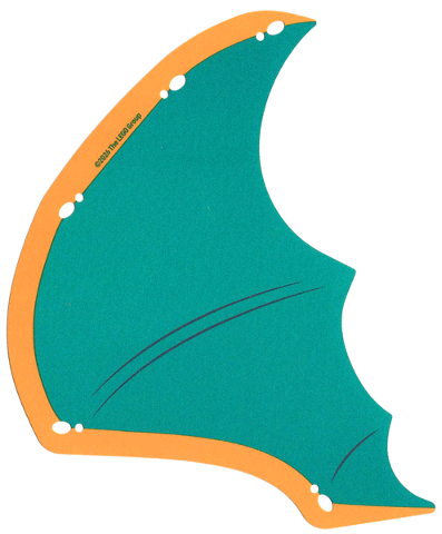 Wing, Left, with Dark Turquoise Inside in Orange