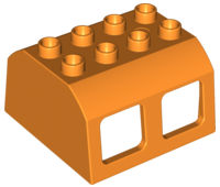 Duplo Train Locomotive Cabin Roof 2 x 4 Studs, 4 Medium Windows in Orange