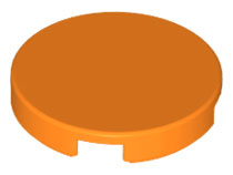 Tile Round 2 x 2 with Bottom Stud Holder in Orange