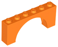Brick Arch 1 x 6 x 2 - Thin Top without Reinforced Underside [New Version] in Orange
