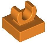 Tile Special 1 x 1 with Clip with Rounded Edges in Orange