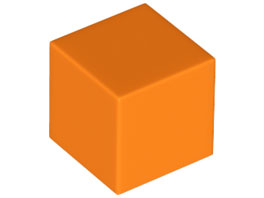 Minifig Head Special, Cube [Plain] in Orange