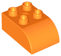 Duplo Brick 2 x 3 with Curved Top in Orange