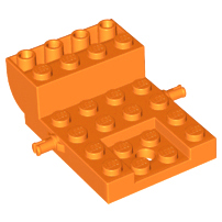 Vehicle Base, Carriage 4 x 6 x 1 2/3 with Wheel Clip Pins in Orange