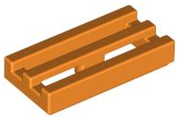 Tile Special 1 x 2 Grille with Bottom Groove in Orange