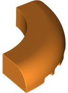 Brick Round Corner 5 x 5 x 1 Curved, Bottom Cut Outs, No Studs, 7 Bottom Tubes in Orange