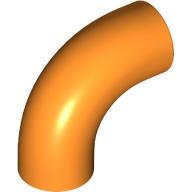 Brick Round 1 x 1 diameter Tube with 90 Degree Elbow (2 x 2 x 1) and Axle Holes (Crossholes) at each end in Orange