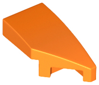 Brick Wedged, Curved 2 x 1 with Stud Notch Right in Orange