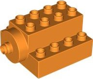 Duplo Brick 4 x 4 x 2 with Large Rotor Mounting (Ferris Wheel) in Orange