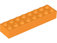 Brick 2 x 8 in Orange