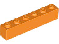 Brick 1 x 6 in Orange