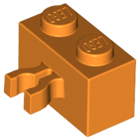 Brick Special 1 x 2 with Vertical Clip [Thick U Clip] in Orange