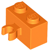 Brick Special 1 x 2 with Vertical Clip [Open O Clip] in Orange