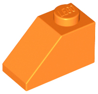 Brick Sloped 45° 2 x 1 with Bottom Pin in Orange