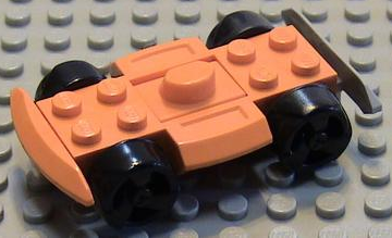 Vehicle Base 4 x 6 Racer Base with Black Wheels in Orange