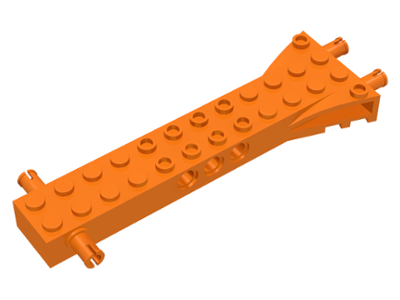 Technic Brick Special 12 x 2 with 2 Side and 2 End Pins, Technic Holes, and 4W Flared End in Orange