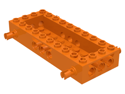Vehicle Base 4 x 10 x 1 1/3 with 8 x 2 Recessed Center [4 Pins / Technic Holes] in Orange