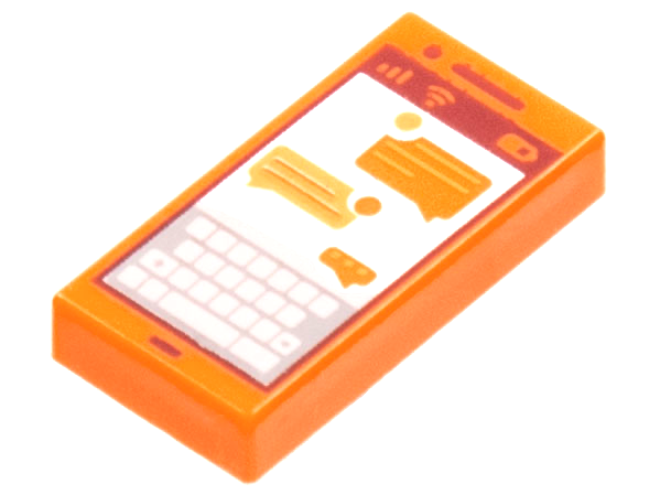 Tile 1 x 2 with Smart Phone, Texting print in Orange