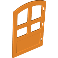 Duplo Door 1 x 4 x 4 with Four Panes, Different Size and Curved Top in Orange