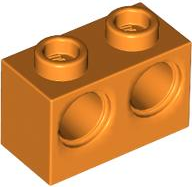 Technic Brick 1 x 2 [2 Pin Holes] in Orange
