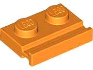 Plate Special 1 x 2 with Door Rail in Orange