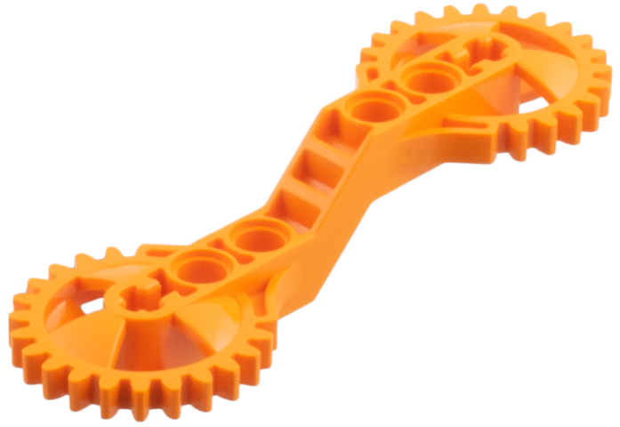 Technic Arm 1 x 7 x 3 with Gear Ends in Orange
