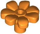 Plant, Flower, Minifig Accessory with 7 Thick Petals and Pin, Center Ring in Orange