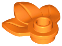 Plant, Plate 1 x 1 Round with 3 Leaves in Orange