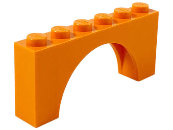 Brick Arch 1 x 6 x 2 - Thick Top with Reinforced Underside in Orange