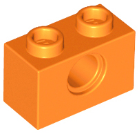 Technic Brick 1 x 2 [1 Pin Hole] in Orange