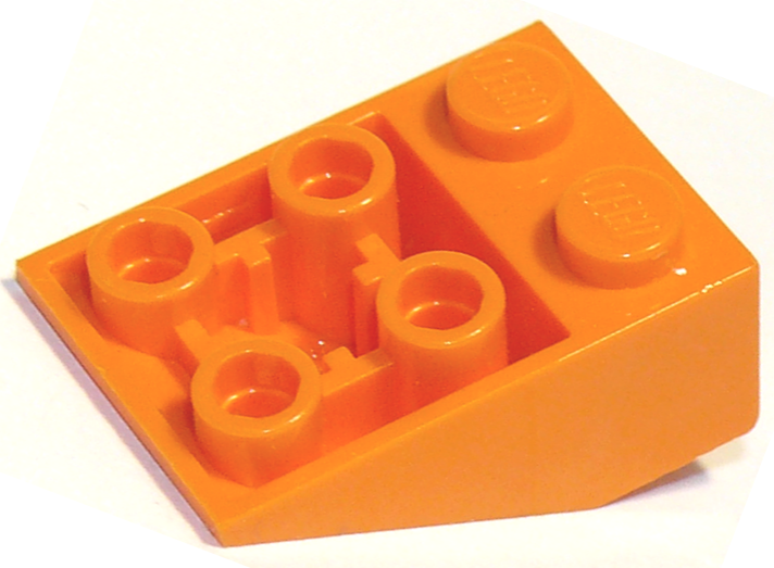 Brick Sloped Inverted 33° 3 x 2, Connections between Studs, Ovoid Bottom Pin in Orange