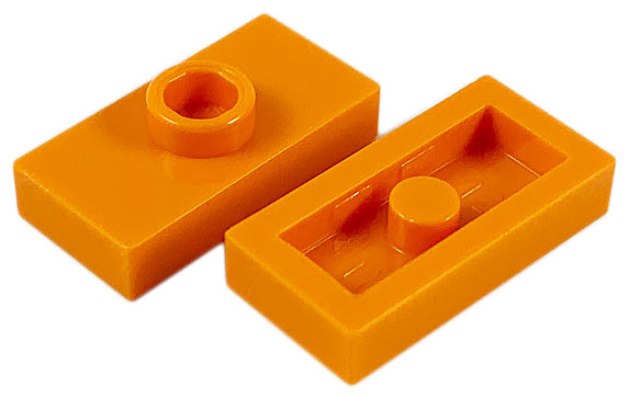 Plate Special 1 x 2 with 1 Stud without Groove (Jumper) in Orange