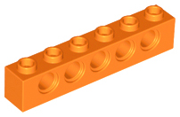 Technic Brick 1 x 6 [5 Pin Holes] in Orange