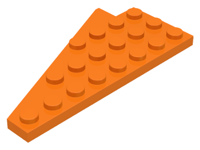 Wedge Plate 8 x 4 Wing Right with Stud Notch in Orange